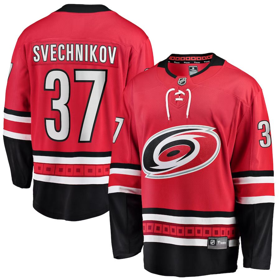 Men Carolina Hurricanes #37 Andrei Svechnikov Fanatics Branded Red Home Breakaway Player NHL Jersey